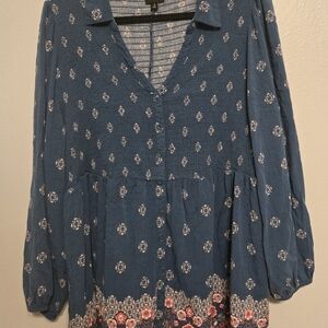 Torrid Blue Floral Blouse
